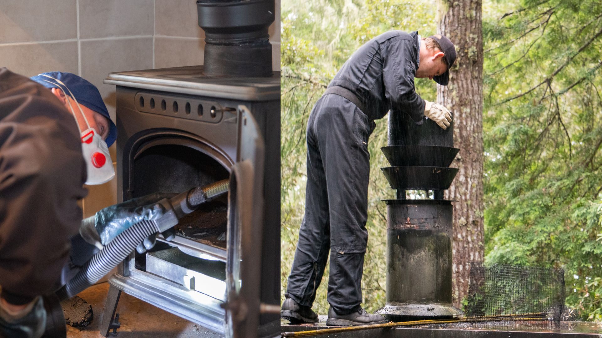 Using the vacuum to pick up stray debris and dust.